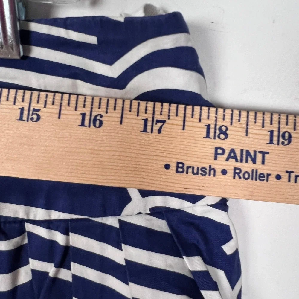 Maeve Anthropologie Skirt Navy Blue White Striped Pleated A-Line Skirt 12 - Picture 6 of 8